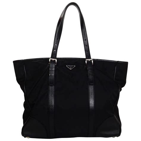 bags tote prada black|prada nylon shopper tote.